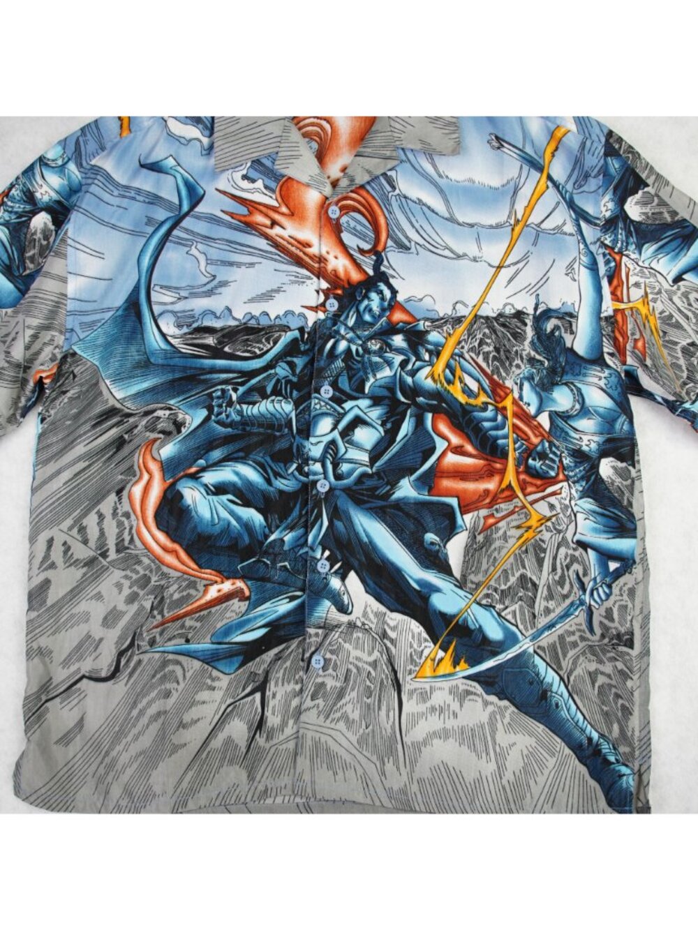 Vintage Claudio Nucci Anime Samurai Warrior Graphic Button Down Shirt Mens Sz XL - Picture 3 of 10
